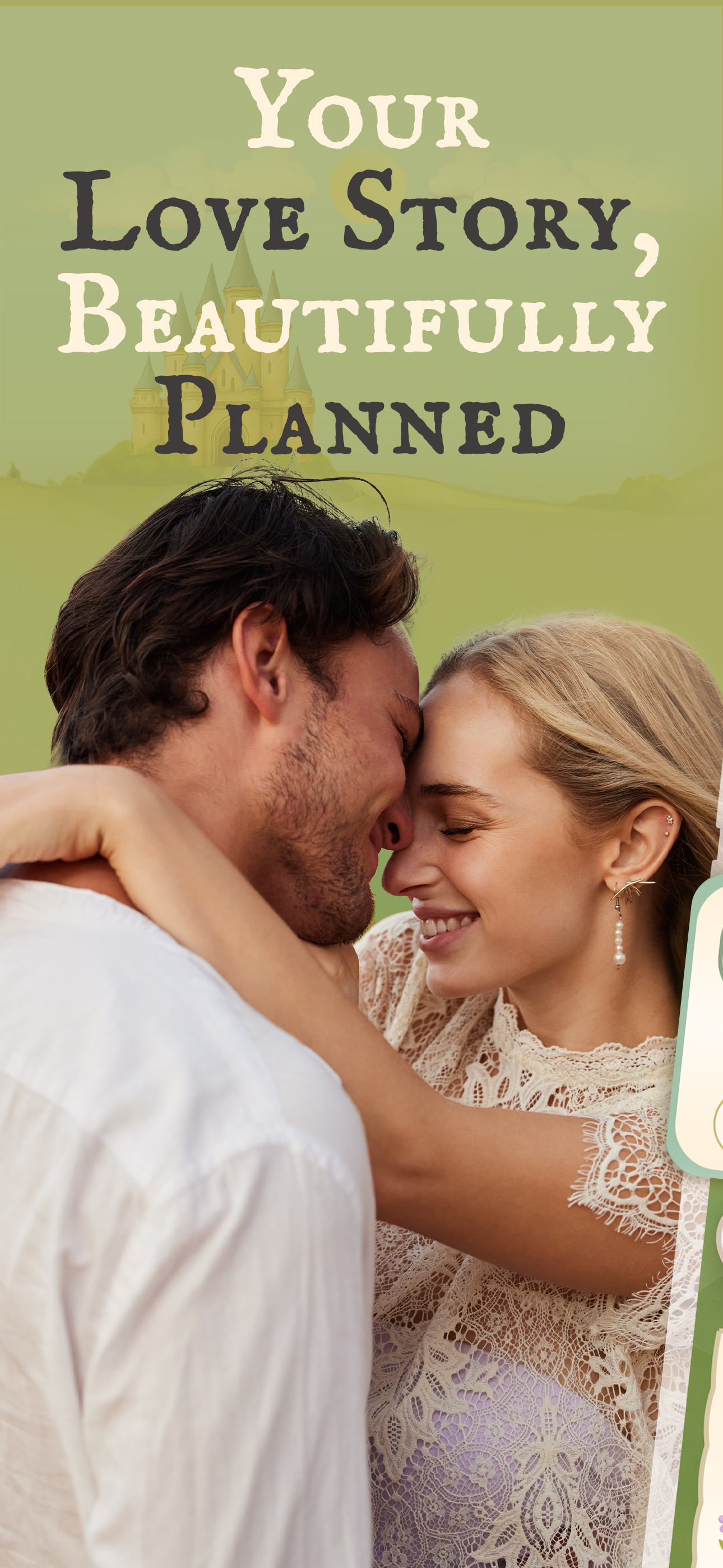 Ever Afterly wedding app love story welcome screen