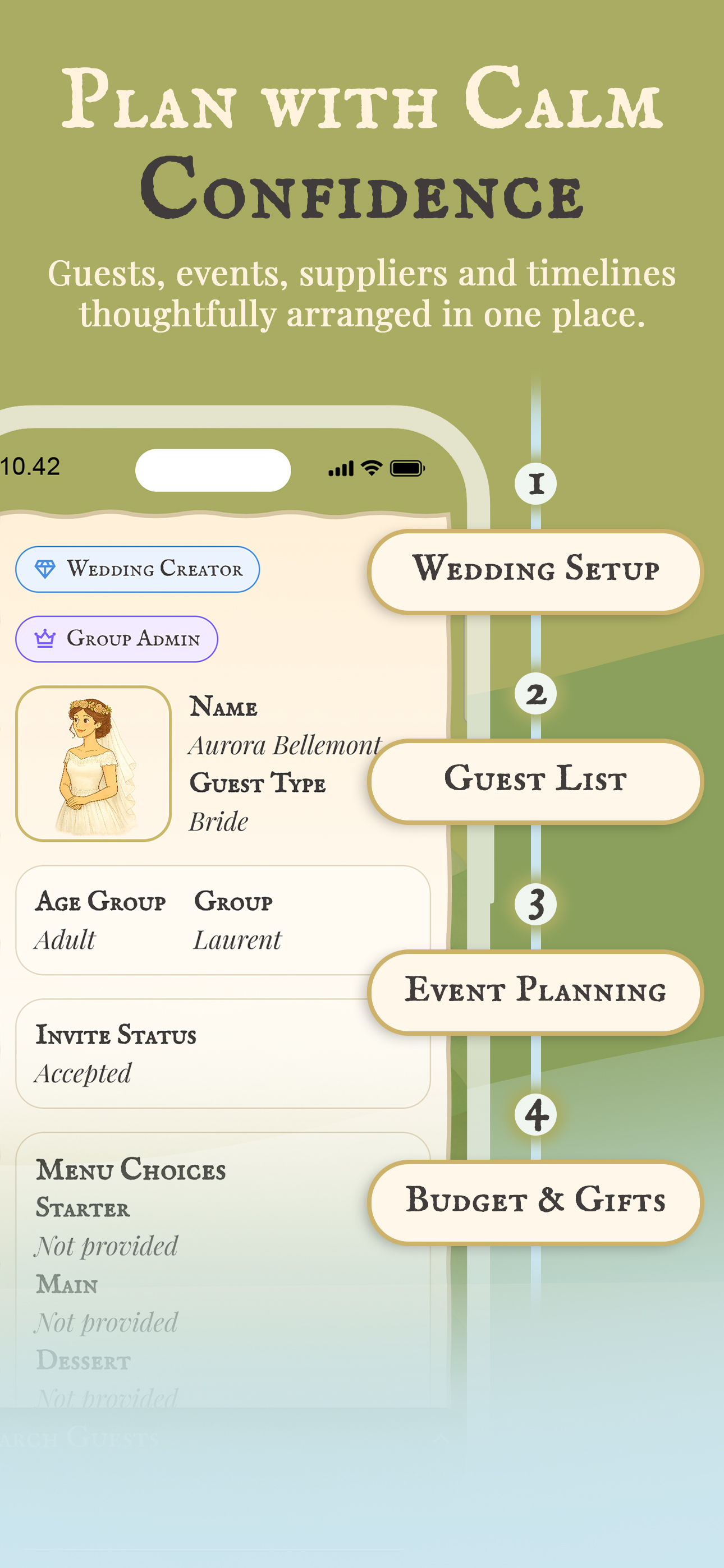 Ever Afterly wedding setup and planning features screen